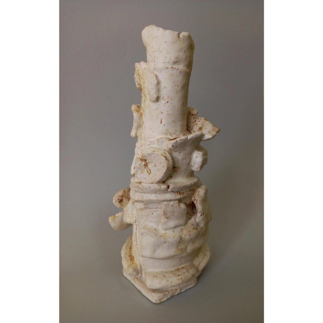 13.2" One-of-a-Kind Neutral Palette Ceramic Sculptural Lamp by Diane Grant / Earth Tones For Sale - Image 9 of 10