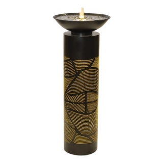 Illuminated Cut-Out Metal Leaf Pattern Fountain 36"H For Sale