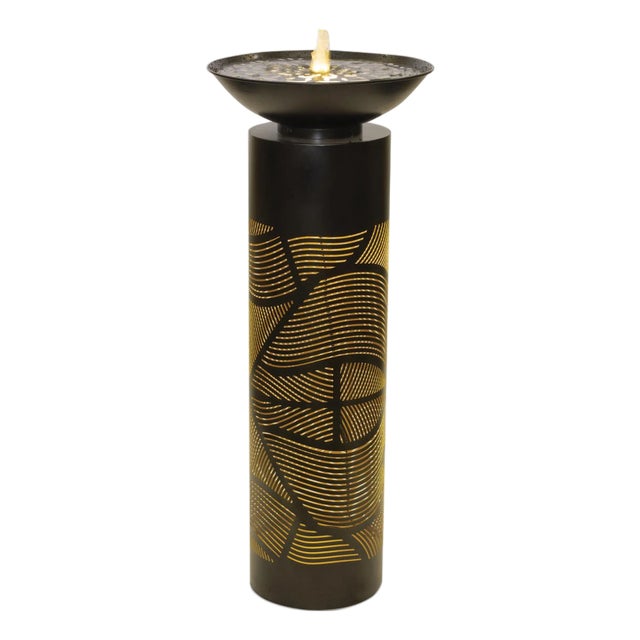Illuminated Cut-Out Metal Leaf Pattern Fountain 36"H For Sale