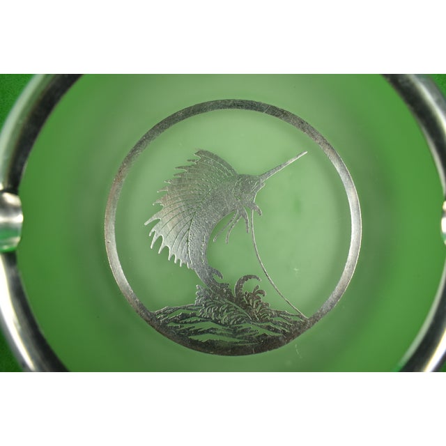 Art Deco Sterling Overlay Cigar C1930s Ashtray W/ Sailfish Motif For Sale - Image 4 of 4