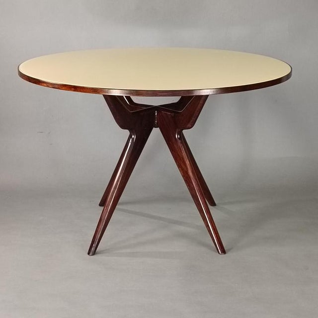 Italian Round Table with Cream Glass Top by Osvaldo Borsani, 1950s For Sale - Image 9 of 9