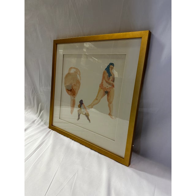 Framed Nude water color painting