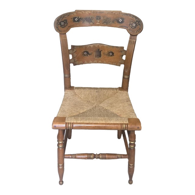 Vintage Classic Circa 1970s Ethan Allen Button Back Hitchcock Style Side Chair For Sale