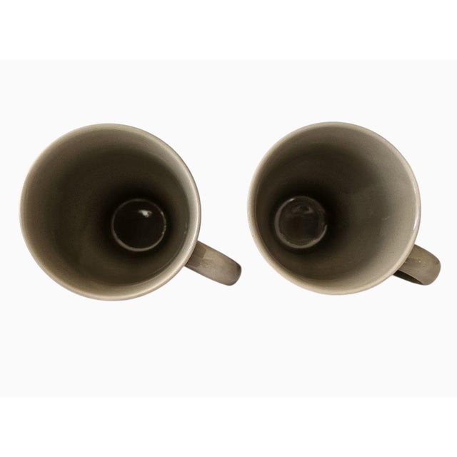 2000 - 2009 Russel Wright Oneida 4-1/2" Tall Mugs - Set of Two - Gray - Euc - New - Unused For Sale - Image 5 of 8