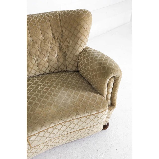 1950s Art Deco Danish Curved Banana Sofa W Textured Mohair Type Upholstery For Sale - Image 9 of 18