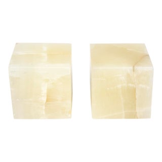 Large Onyx Cube Bookends or Mini Display Pedestals, 1990's For Sale