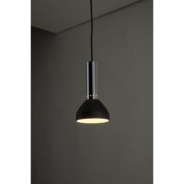 Mid-Century Modern Space Age Downlight Pendant in Chrome & Black, 1970s For Sale - Image 4 of 11
