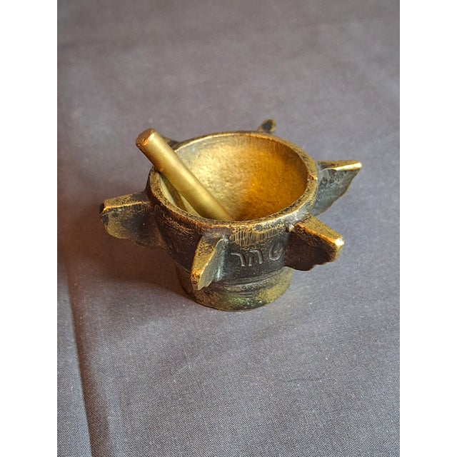Museum-Grade Kabbalistic Assemblage: 18thC Inscribed Healing Mortar, Agla Amulet Tray & Travel Shabbat Candlesticks For Sale - Image 9 of 18