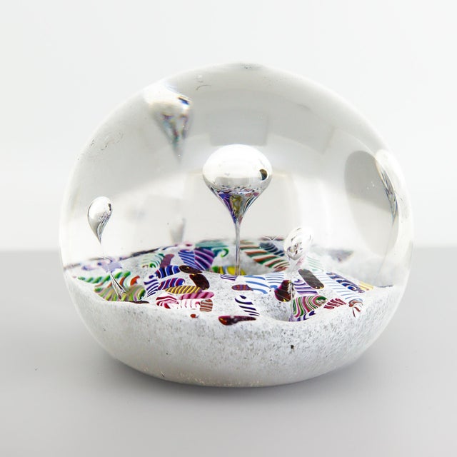Paul Ysart Attributed Harlequin White Ground/Polychrome Twist Glass Paperweight For Sale - Image 11 of 15
