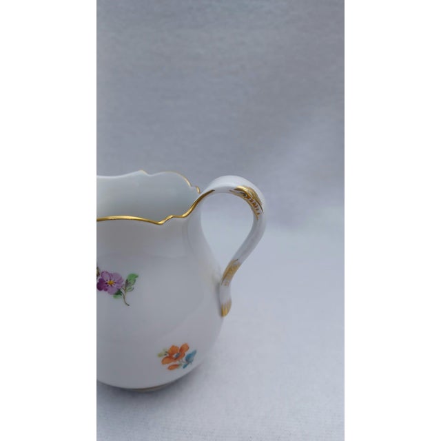 1970s Vintage Porcelain Miniature Creamer with Hand-Painted Floral Motifs from Meissen, 1960 For Sale - Image 5 of 8