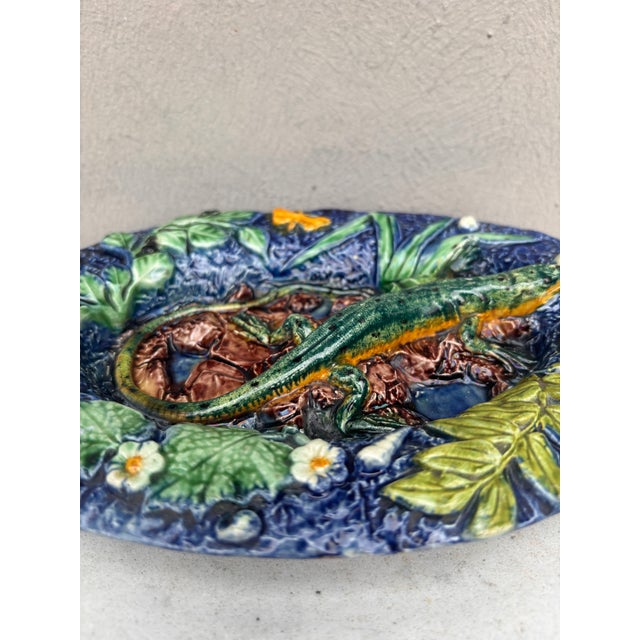 19th Century Majolica Palissy Lizard Wall Platter Thomas Sergent For Sale - Image 10 of 10