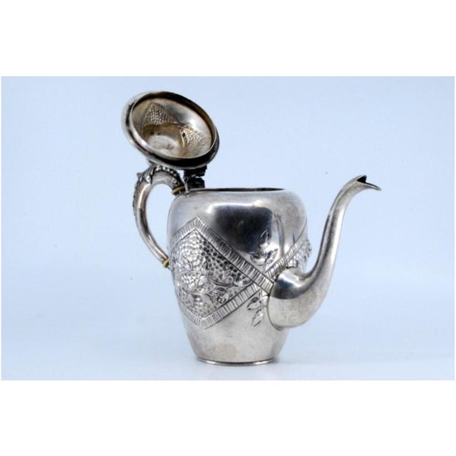 Metal Silver Kettle with Reliefs and Removable Lid For Sale - Image 7 of 11