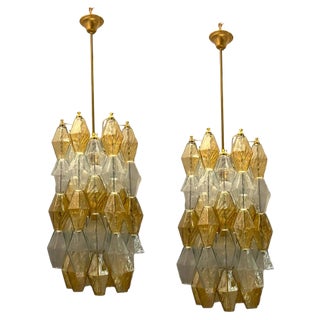 Murano Glass Polygon Light Pendants, 1980s, Set of 2 For Sale