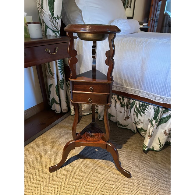 Georgeous Georgian Style Wig Stand that has been turned into a planter. Features a removable tray and 2 small compartments...