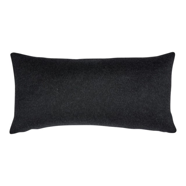 Schumacher Dixon Mohair 24" Lumbar Pillow In Carbon For Sale