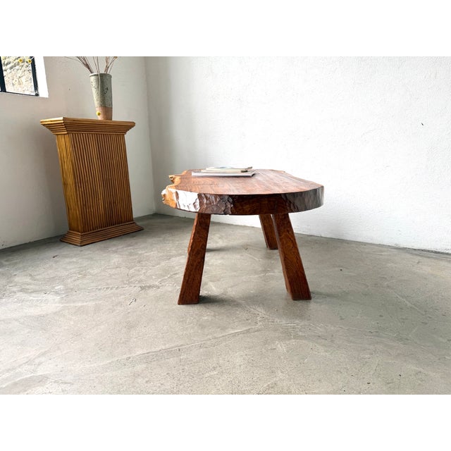 Vintage French Brutalist Coffee Table in Walnut, 1970s For Sale - Image 13 of 18