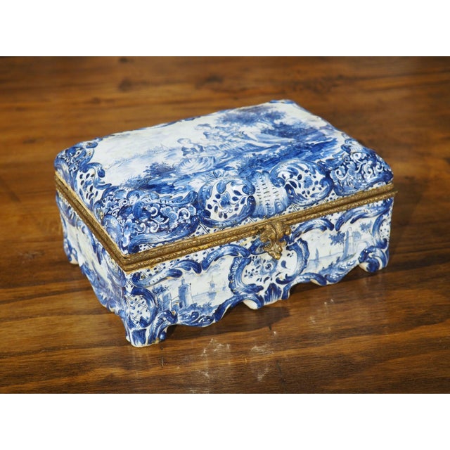 Hand Painted Blue and White Delft Table Box, Circa 1850 For Sale - Image 16 of 17