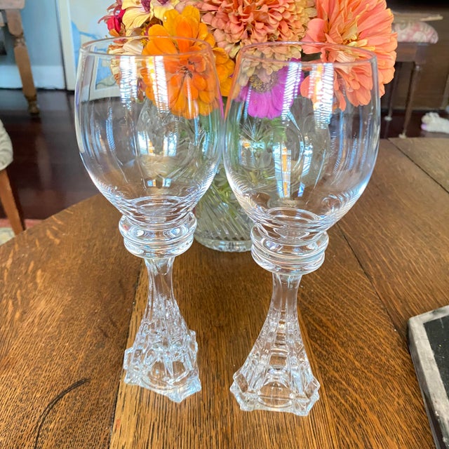 Eiffle Tower Stem Wine Glasses - A Pair For Sale - Image 9 of 10
