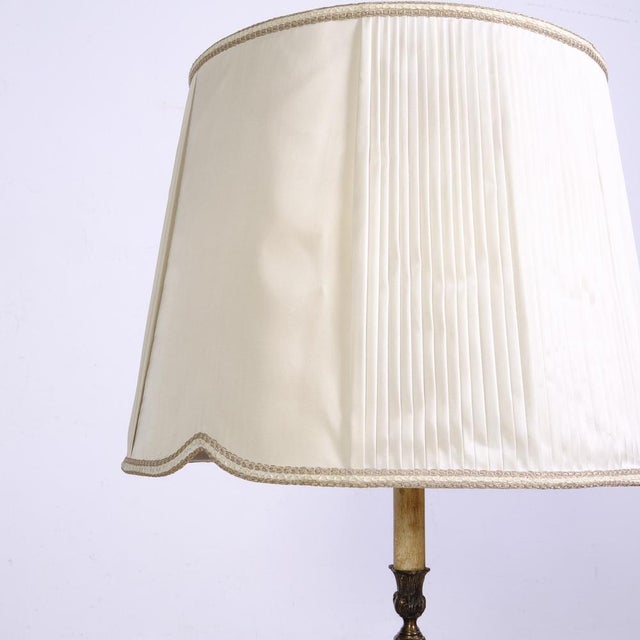 Brass Floor Lamp with 3 Light Point Fabric Lampshade, 1950s For Sale - Image 3 of 18