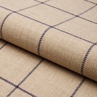 Schumacher Bancroft Wool Plaid Fabric in Ivory For Sale