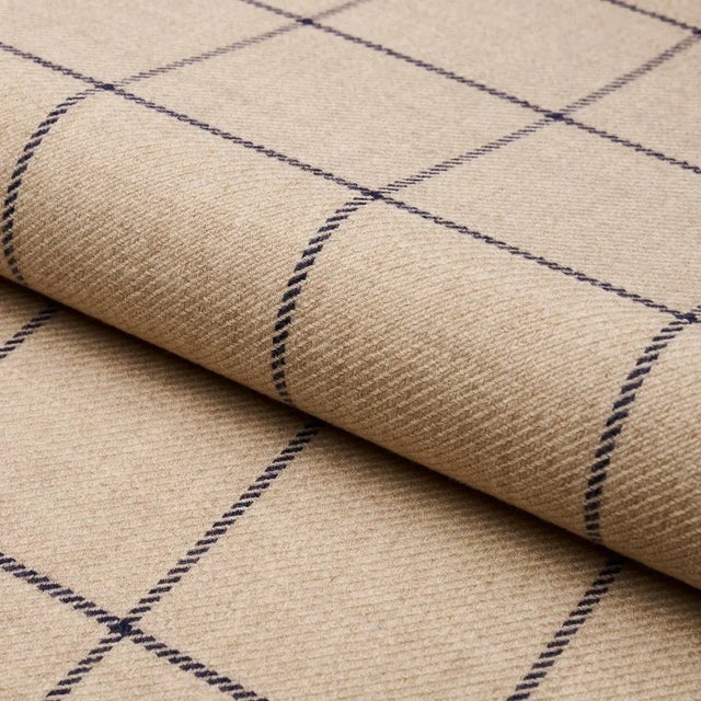 Schumacher Bancroft Wool Plaid Fabric in Ivory For Sale