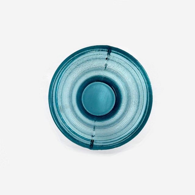 Blue Antique Eapg Jefferson Glass #73 Blue Opalescent Spool Vase 6" Ruffled Rim For Sale - Image 8 of 9