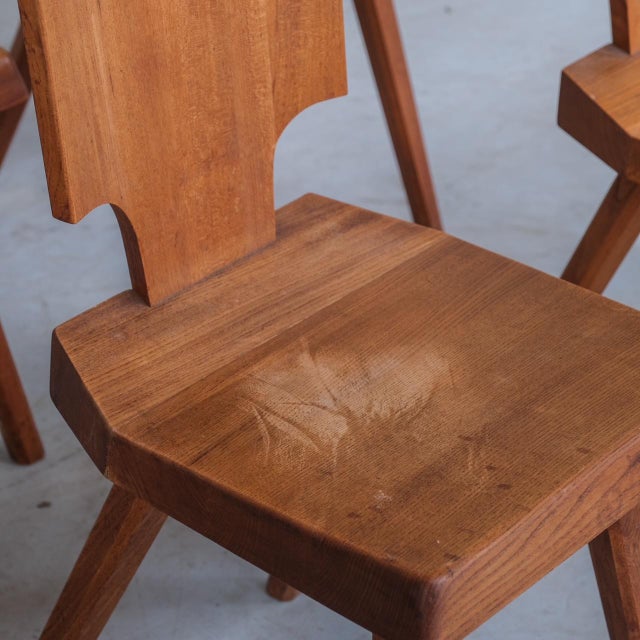 Mid-Century French Elm S28 Dining Chairs from Pierre Chapo, 1970s, Set of 8 For Sale - Image 10 of 16