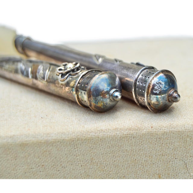 Early 20th Century Handmade Sterling-Silver & Mother-of-Pearl Caviar Knives- Set of 2 For Sale - Image 10 of 10