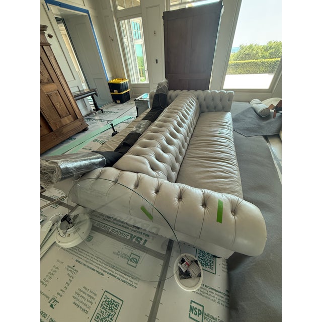 Traditional Attributed Co Co Co Homes Double-sided leather Couch For Sale - Image 3 of 3