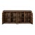 Applied moldings step inward at the corners of four paneled doors, creating bracketed rectangles across a plain hardwood...