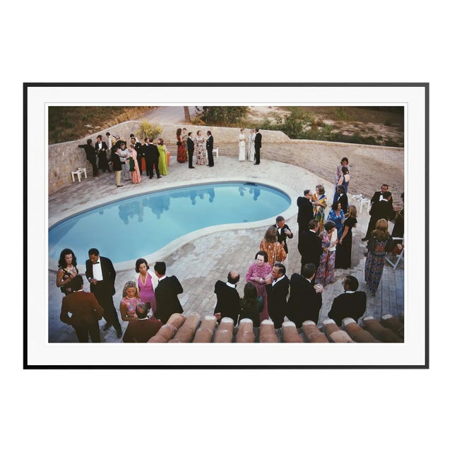 Black Tie Poolside 1973 by Slim Aarons Black Framed C-Print For Sale