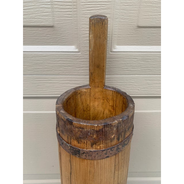 Brown Antique 19th Century Wood and Iron Tall Bucket Umbrella Stand For Sale - Image 8 of 12