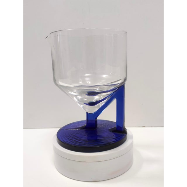 Vintage Postmodern Italian Blue Glass Pitcher, 1970s For Sale - Image 4 of 10