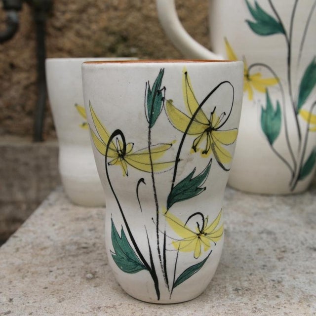 Floral Decor Ceramic Orangeade and Coffee Set, France, 1950s, Set of 7 For Sale - Image 4 of 11