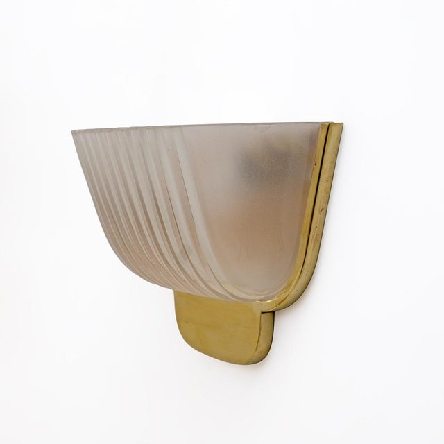 Metal Art Deco Murano Glass Wall Sconces attributed to Archimede Seguso for Seguso Vetri D'Arte, 1940s, Set of 2 For Sale - Image 7 of 10