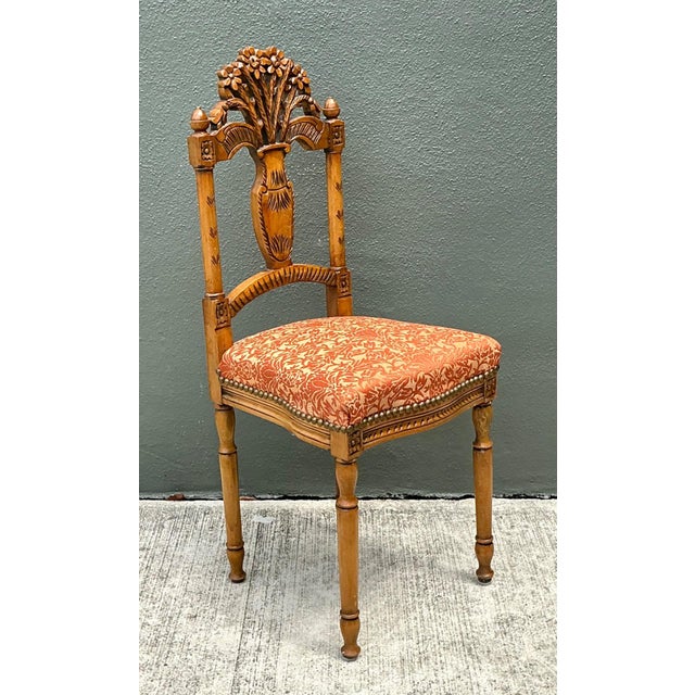 Vintage Wood Chair With Floral Carving For Sale - Image 10 of 12