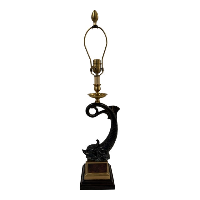 Vintage Wildwood Bronze & Brass Fish Table Lamp For Sale