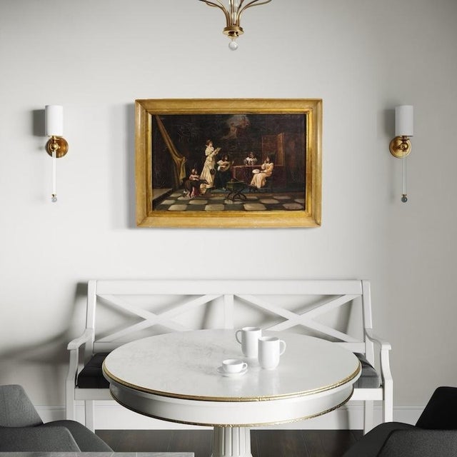 1910s F. Bonati, Italian Interior Scene, 1913, Oil on Canvas For Sale - Image 5 of 16