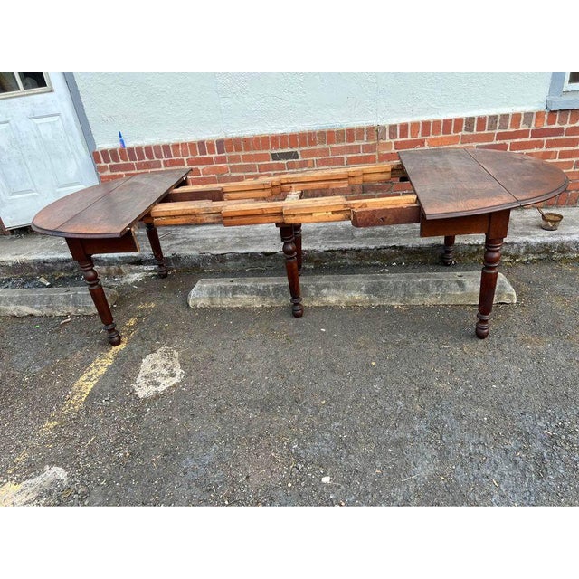 Antique 19th Century Mahogany. Extension Turned Leg Round Dining Table and 4 Leaves. For Sale - Image 12 of 12