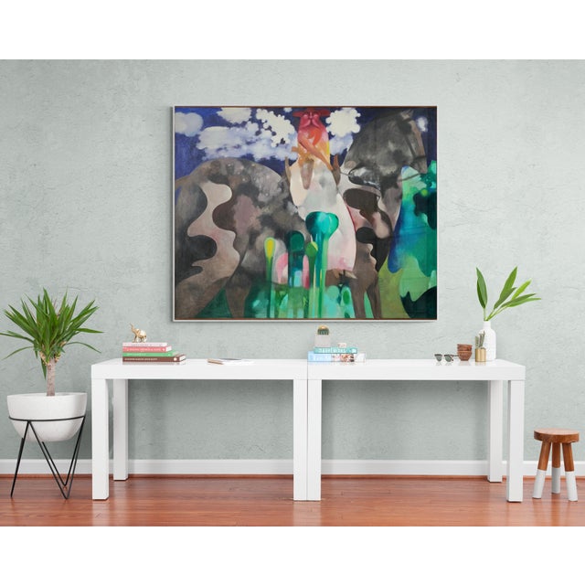 1988 "Utopia" Oil on Canvas Abstract Painting Renowned Illustrator Bill Shields For Sale In Dallas - Image 6 of 6