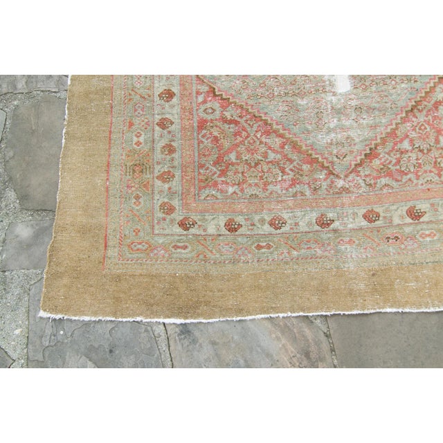 1900s Antique Tan Sage Salmon Sarab Hand-Knotted Rug - 6’ X 10’11" For Sale In Los Angeles - Image 6 of 10