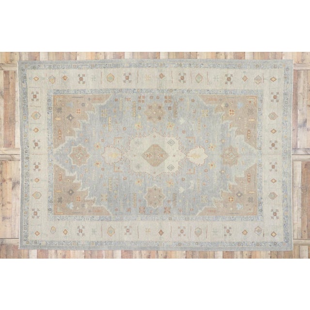 Gray Neutral Turkish Oushak Rug, 09'01 X 12'10 For Sale - Image 8 of 9