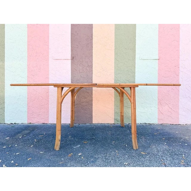 Palm Beach Regency Vintage Florida Flip Top Rattan Game Table For Sale - Image 12 of 12