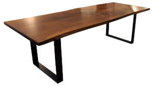 Walnut and Black Metal Frame Plank Table