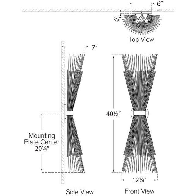Description: The Strada series by Kelly Wearstler features delicate sculptures of radiating quills that cast a striated...