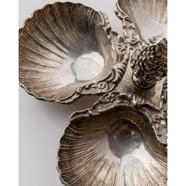Art Deco Silver-Plated Centerpiece with Shell Dishes and Pinecone Handle, 1930s, Set of 5 For Sale - Image 5 of 11