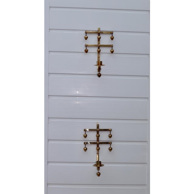 Metal Mid-Century Swedish Brass Sconces by Kee Mora, Set of 2 For Sale - Image 7 of 11