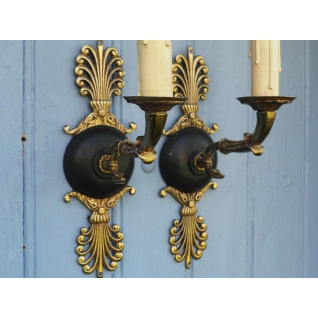 French Serpent Wall Sconces in Ornate Bronze and Gold, 1920s, Set of 2 For Sale - Image 6 of 18