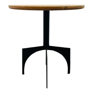 Organic Modern Teak and Metal Side Table For Sale