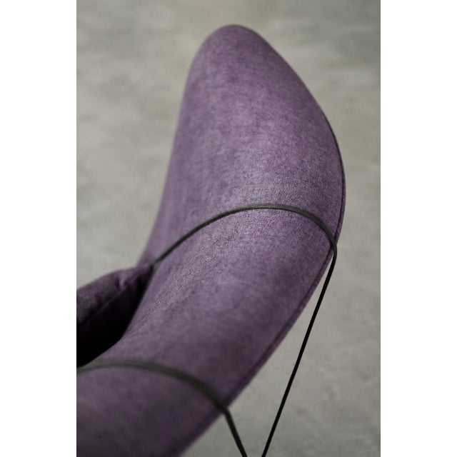Vintage Scandinavian Modern Oak and Purple Fabric High Back Wing Chair, 1950s For Sale - Image 14 of 18